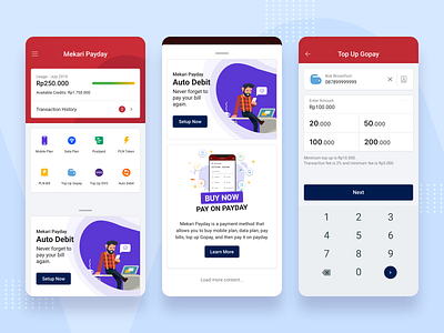 Mekari Payday - Talenta App android android app app application clean design credits design ios mobile mobile app payday payment app payment method postpaid topup ui ux