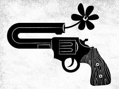 Absurd Revolver flower gun illustration