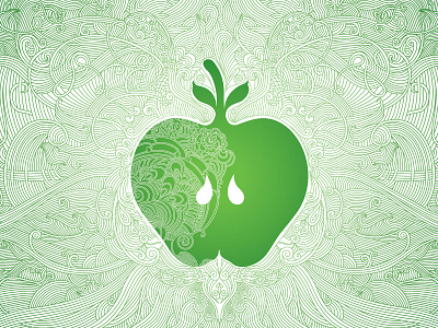 Apple vector illustration apple complex drawing decorative freehand fruit graphic design green lines hand drawn illustration lines tangled vector wacom