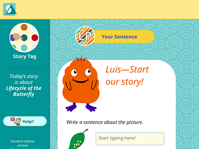 Welcome screen for a language learning game for ELLs