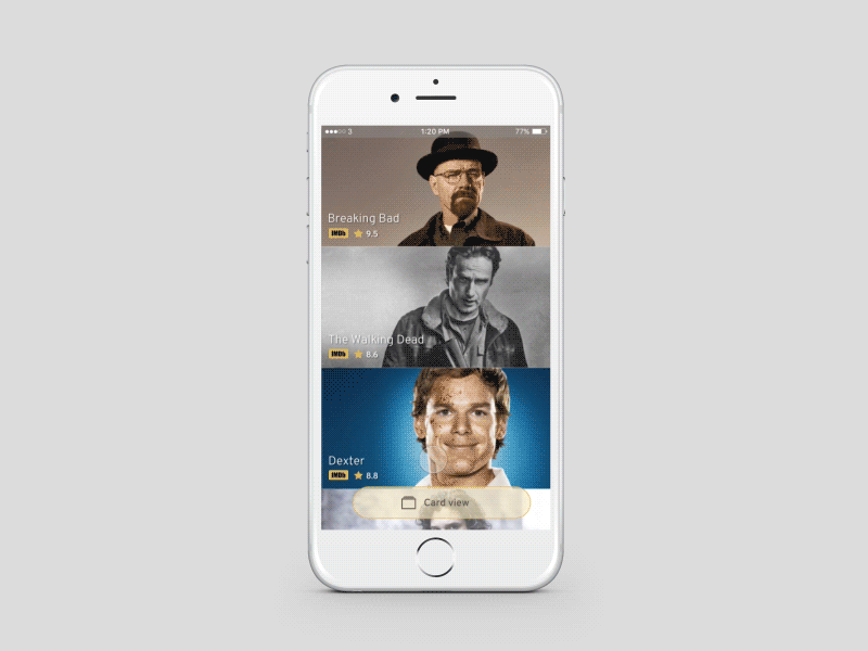 iPhone - TV Shows (built in Principle) animation app apple ios iphone principle. gif tv ui ux