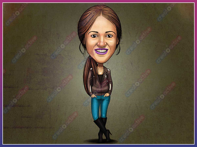 Lady wear jacket and high anckle shoes Caricature caricature designing high ankle jacket shoes