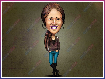 Lady wear jacket and high anckle shoes Caricature