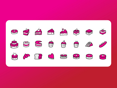 Line Style Colorful Cake Icon Set cake food graphic design icon line style sweet ui vector