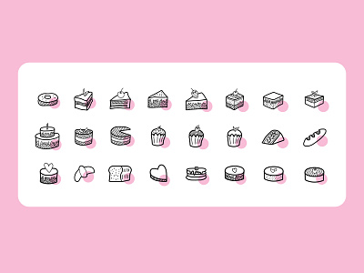 Handdrawn Cake Icon Set