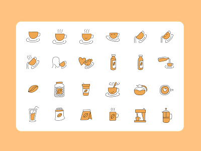 Handdrawn Coffee Icon Set design drink graphic design icon illustration line style sweet ui vector