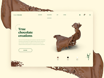 House of chocolate 3d adobe xd cacao chocolate concept creation desktop float gastronomy header hero illustrator landing page liquid one page photoshop sketch ui ux webdesign