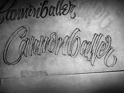 Cannonballer brush pen calligraphy hand lettering logo lettering pencil process