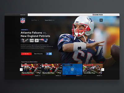 NFL Video Player design football netflix nfl player sport super bowl video web