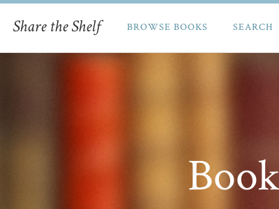 Share the Shelf - Navigation app background blur books header hero links navigation