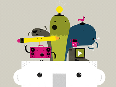 Head Full of Ideas character design computer illustration website illustration