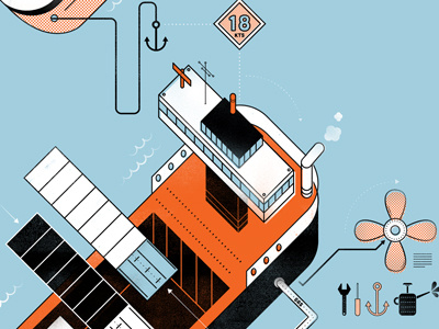 Sneak Peak boats illustration shipping texture