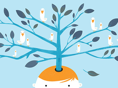 Wall Street Journal - The Influence Game birds editorial illustration social networks tree