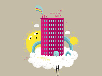 Life is Better in the Cloud cloud illustration rainbows sunshine technology