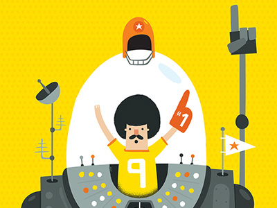 D Magazine – High Tech Stadiums american football fan football illustration robot super fan