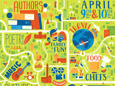 Los Angeles Times – Festival of Books Poster books children icons la map ‎illustration‬ ‪bookfest‬