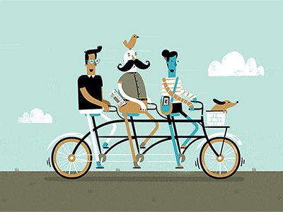 New York Times – Refer a Friend animated gif animation bicycles birds dogs gif illustration new york times newspapers