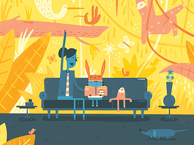 Boston Globe – What I learned from my kids’ preschool teacher children imagination sloths kidslitart kids editorial illustration