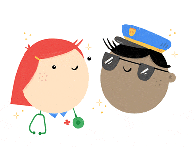 Junior Achievement – Characters careers character chef cop illustration jobs kids kidslitart space