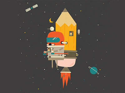 Headed for the Moon animated gif animation creativity gif illustration pencil rocket space space exploration