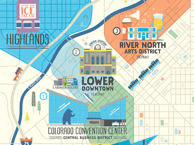 Convene – Denver Map arts city denver food illustrated map illustration map travel