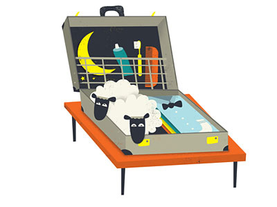 Vacations Unlimited editorial illustration sheep sleep texture