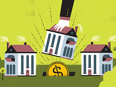 Fortune Magazine – Jumbo Adjustable Rate Mortages editorial illustration money mortgages texture