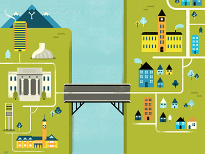 Education Outreach Feature bridge byu houses illustration map teaching texture