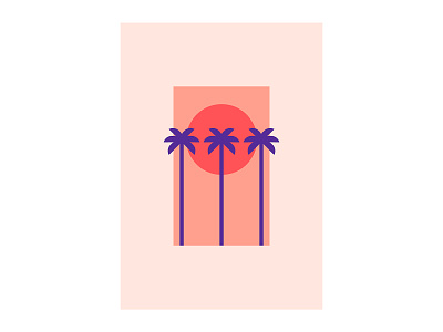 Holidays 19 design flat illustration palmtree pink summer sunset