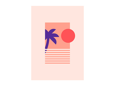 Holidays 19 design flat illustration palmtree pastel pink summer sun vector