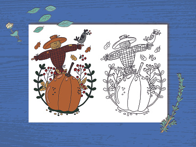 garden scarecrow coloring page