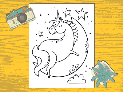Unicorn coloring page animal book coloring coloring book coloring page design graphic design horse illustration moon outline page peace poster ui unicorn