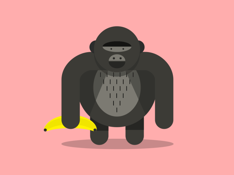 Gorilla ape banana fun gif vector