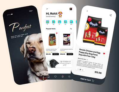 Pawfect Pet Shop UI/UX Kit By Rohit 3d animation branding design graphic design illustration logo motion graphics ui vector