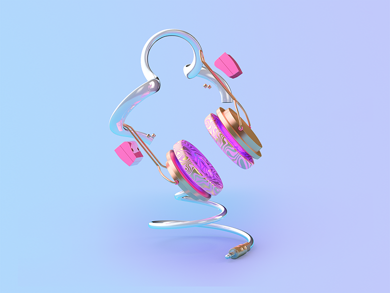 Music Icon gold 3d rendering illustration icon realistic newwave minimal modern marble saturation cinema4d style