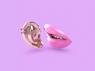 Advice Icon 3d rendering cinema4d gold icon illustration lips minimal modern newwave pink realistic saturation