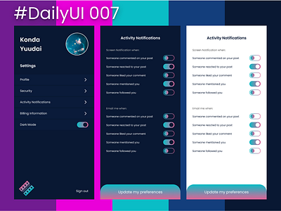 #DailyUI 007 - Settings
