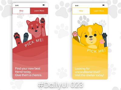 #DailyUI 023 - Onboarding daily dailyui dailyuichallenge dailyuichallenge100 design illustration pets ui