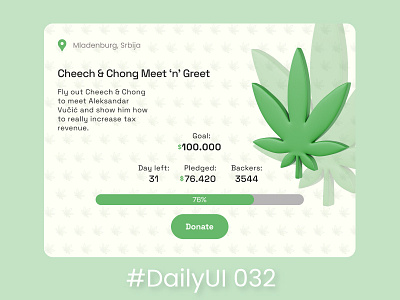 #DailyUI 032 - Crowdfunding Campaign dailyui design ui weed
