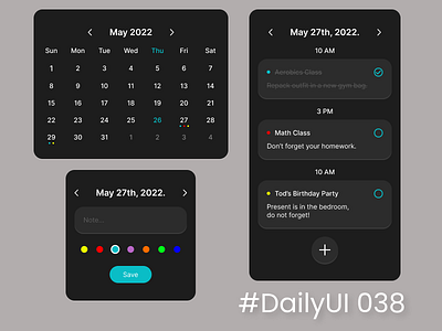 #DailyUI 038 - Calendar dailyui design ui