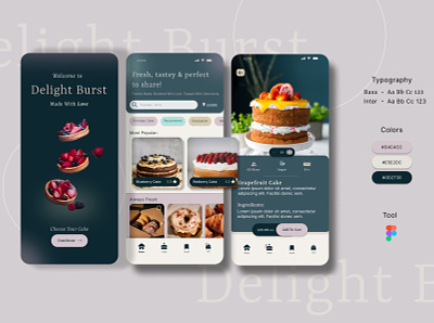 Delight Burst, a pastry shop application, UI design android application cake design designer digitalflare e commerce iphone pastry ui ux