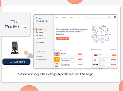 The PodHost: A Streaming Desktop Application Design: UI design digitalflare podcast ui ux