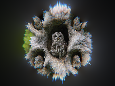 Electric owls 3d art blender3d design experimental glitch graphic vfx