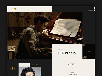 The Pianist colour design flat grid interface landing movie simple splashpage ui ux web website