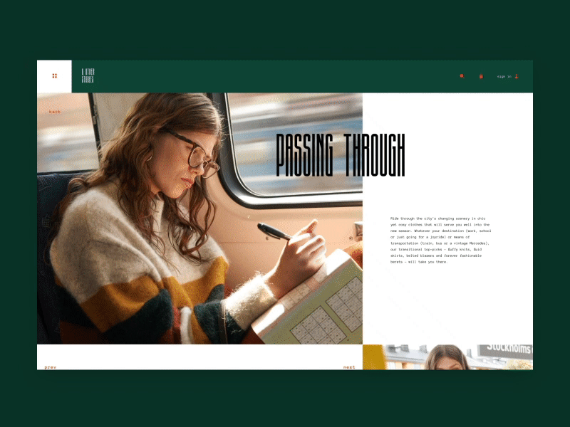 & other stories _ a story page animation art clean color colours concept design fashion flat gif grid interface minimal motion simple typography ui ux web website