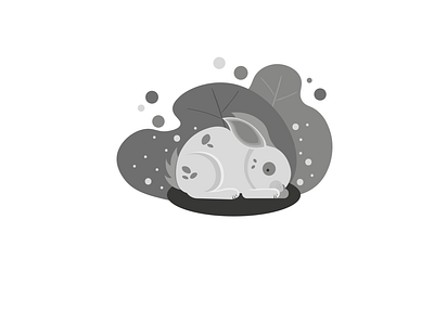 Grayscale Bunny illustration minimal vector