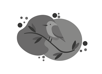 Grayscale Robin illustration minimal vector
