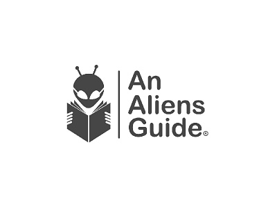 Aliens guide alien alien knowledge logo alien magazine alien reader aliens aliens book book guide logo logo mark smarti alien logo