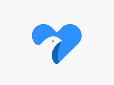Bird & Heart bird blue brand and identity heart icon logo logo design