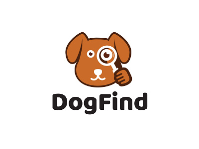 Dog Find Logo dog dog find dog search logo design magnify glass pet pet search